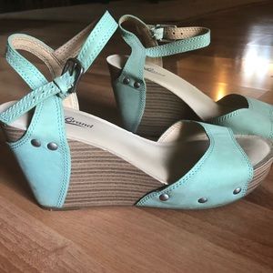 Lucky Blue Wedge Sandals